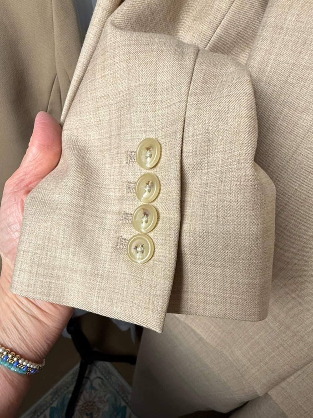 Banana Republic Tan Wool Silk Professional Business SuitJacket 8 Pants 10 - Picture 9 of 11